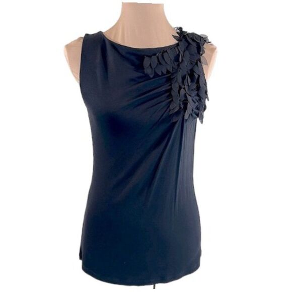 Anne Klein Black Top Medium Sleeveless Stretch - Picture 1 of 12